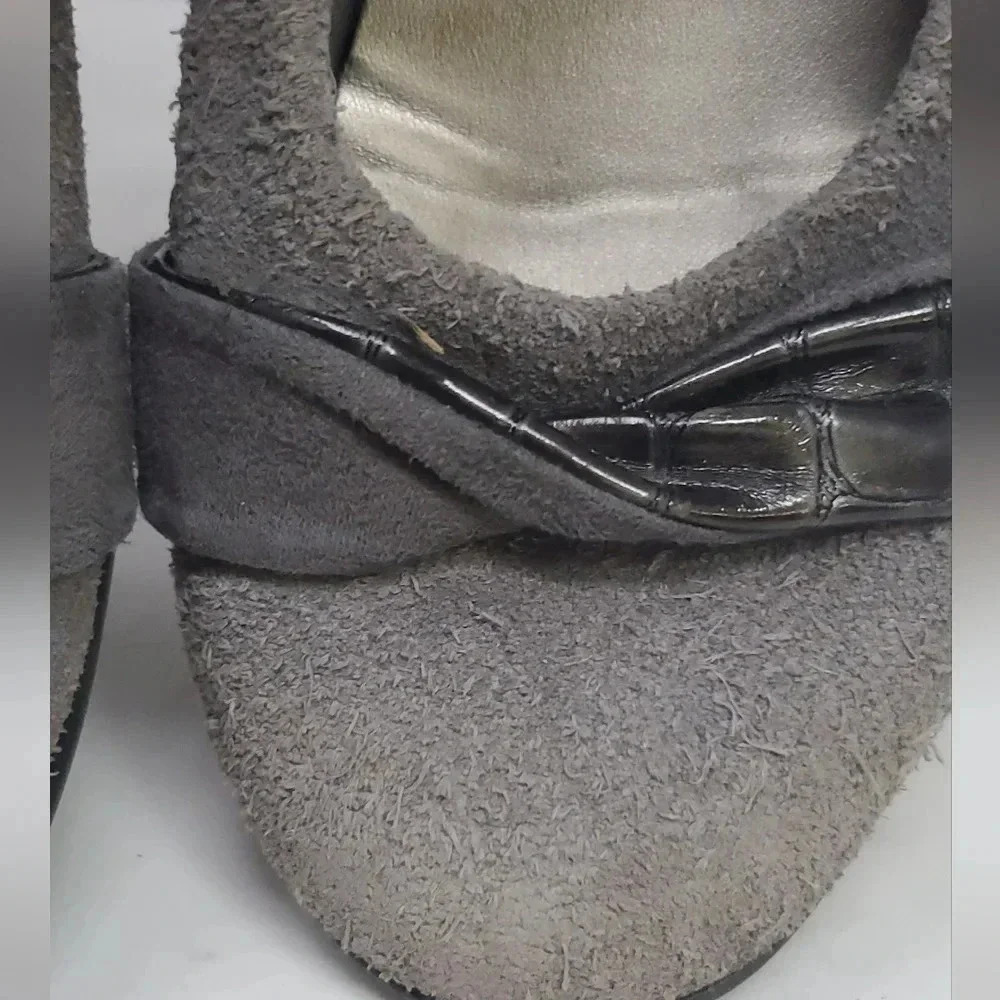 GIRLS BALLETO Leather Suede Light gray Maryjane Dress shoe Flexible Sole Comfort - Picture 6 of 13